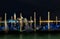 Gondolas anchored on Grand Canal in Venice