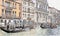 Gondolas and ancient buildings in Canal Grande, Venice, Italy