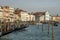 Gondolas and cityscape of Venice, Italy, 2016