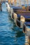 Gondolas close up in Grand Canal, Venice