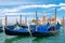 Gondolas docked at St Mark& x27;s Square in Venice