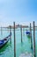 Gondolas on the docks in Venice