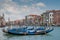 Gondolas Floating In The Grand Canal In Old City Venice