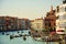 Gondolas on Grand Canal, from Rialto bridge, Venice, Italy, Europe