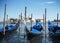 Gondolas on Grand Canal and San Giorgio Maggiore church in Venice, Italy