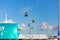 Gondolas lift attraction built on south side of Hard Rock Stadium Super Bowl LIV.