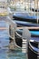 Gondolas lined up in Venice