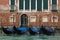 Gondolas moored on the canal