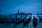 Gondolas moored by Saint Mark\'s square in Venice