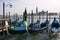 Gondolas moored by Saint Mark\'s square in Venice