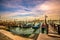 Gondolas moored by Saint Mark square, Beautiful Venice, Italy, Europe