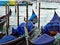 Gondolas Moored on the Venice Lagoon, Veneto, Italy