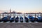 Gondolas movements and canal in Venice before sunset, Italy
