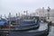 Gondolas Parked at Shore, Venice, Italy