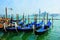 Gondolas at the pier in Venice