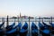 Gondolas and San Giorgio Maggiore basilica in Venice, Italy