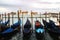 Gondolas at St. Mark`s Square in Venice - Italy