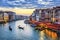 Gondolas at sunset in Venice