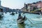 Gondolas Touirists Colorful Grand Canal Bridge Venice Italy