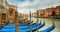 Gondolas on the Venetian canal,Venice,Italy