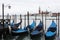 Gondolas in Venice Italy Adriatic sea.