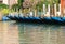 Gondolas in Venice in summer.