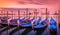 Gondolas in Venice at sunrise