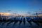 Gondolas in Venice - sunset with San Giorgio Maggiore church. San Marco, Venice, Italy