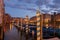 Gondolas in Venice at twilight