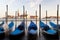 Gondolas & View to San Giorgio Maggiore, Venice, Italy