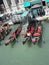 Gondolas waiting for passengers along the Grand Canal, Venice