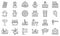 Gondolier icons set outline vector. Venice bridge gondola