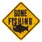 Gone Fishing Sign Grunge with Hook and Fish Metal Street Sign Style