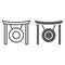 Gong line and glyph icon, asia and music, musical instrument sign, vector graphics, a linear pattern on a white
