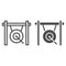 Gong line and glyph icon, musical and china, instrument sign, vector graphics, a linear pattern on a white background.