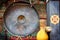 Gong and mallet at a Buddhist temple