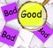 Good Bad Post-It Papers Show Excellent Or Dreadful