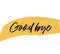 Good bye quote handwritten black lettering. Vector ink modern calligraphy. Hand drawn yellow paint smear.