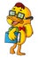 The good duck is going to school and bring a study tools