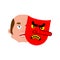 Good face and evil mask. Vector illustration