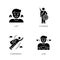 Good feelings and qualities black glyph icons set on white space