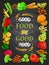 Good food is good mood vector chalkboard style banner