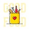 Good Food Paper Bag with Heart Symbol, Bread, Wine, Fish, etc.