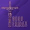Good friday abstract modern gold line jesus christ crucified sign on purple background vector design