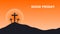 Good Friday. Crucifixion Of Jesus Christ illustration. Cross at sunset.