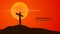 Good Friday. Crucifixion Of Jesus Christ illustration. Cross at sunset.