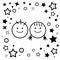 Good friends girls and boys nursery kindergarten vector illustration background image