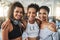 Good friends keep you in good health. a group of happy young women enjoying their time together at the gym.