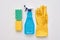 Good housekeeping. Spray bottle and other items isolated