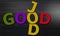 Good job word composed of multicolored alphabet